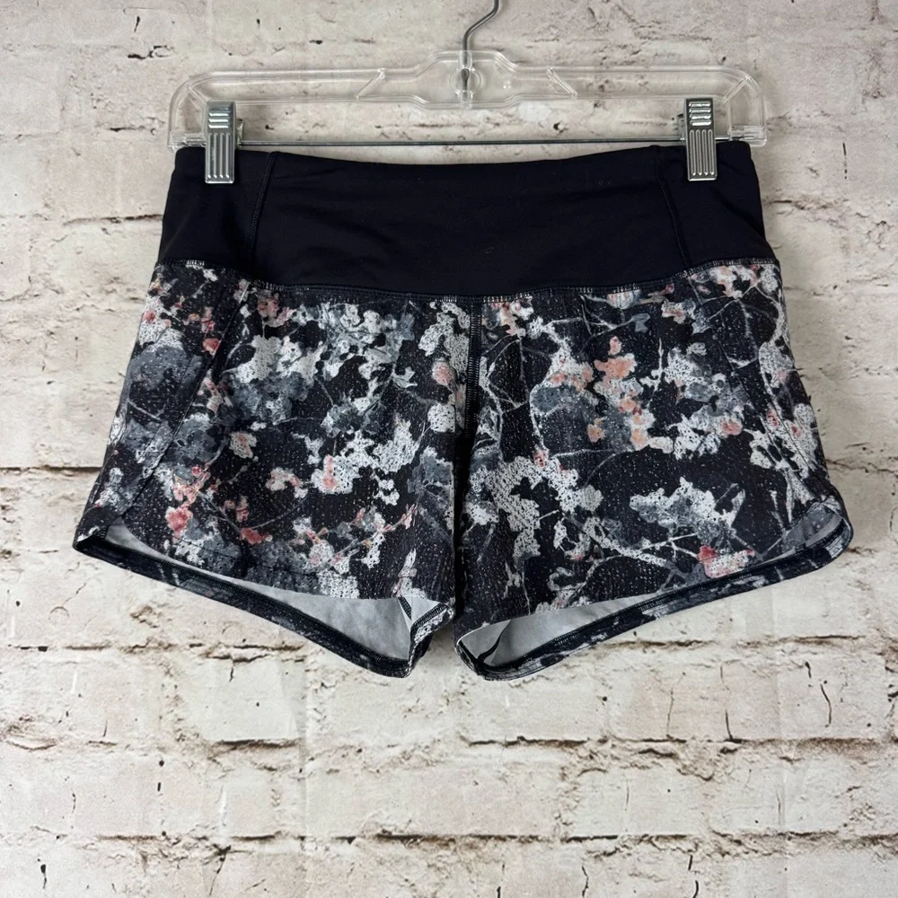 Lululemon Women's Size 2 Run Times Short II Spring Bloom Multi Black  Athletic - Picture 2 of 9